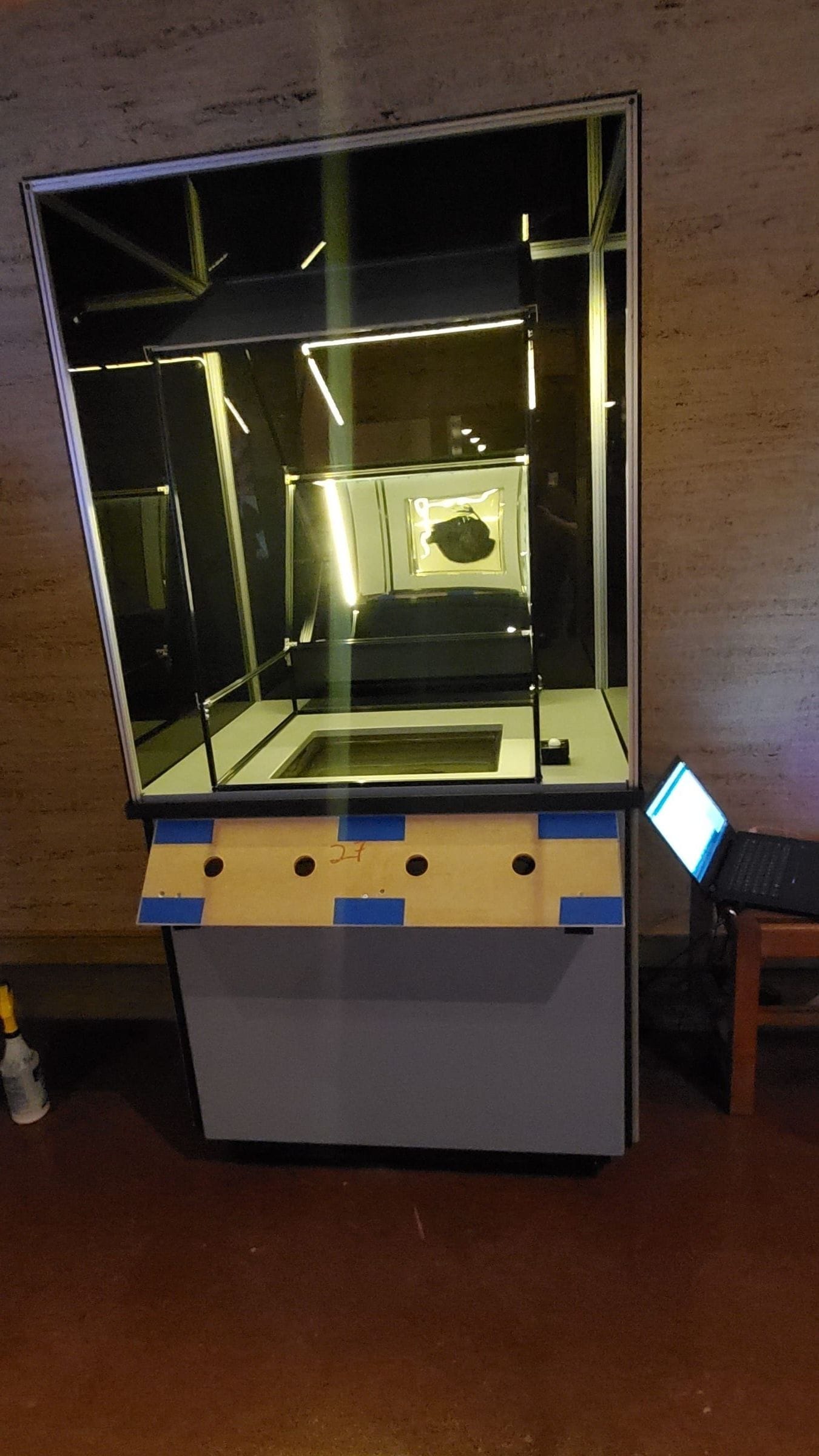 Front view showing Arduino sensor system and cabinet controls