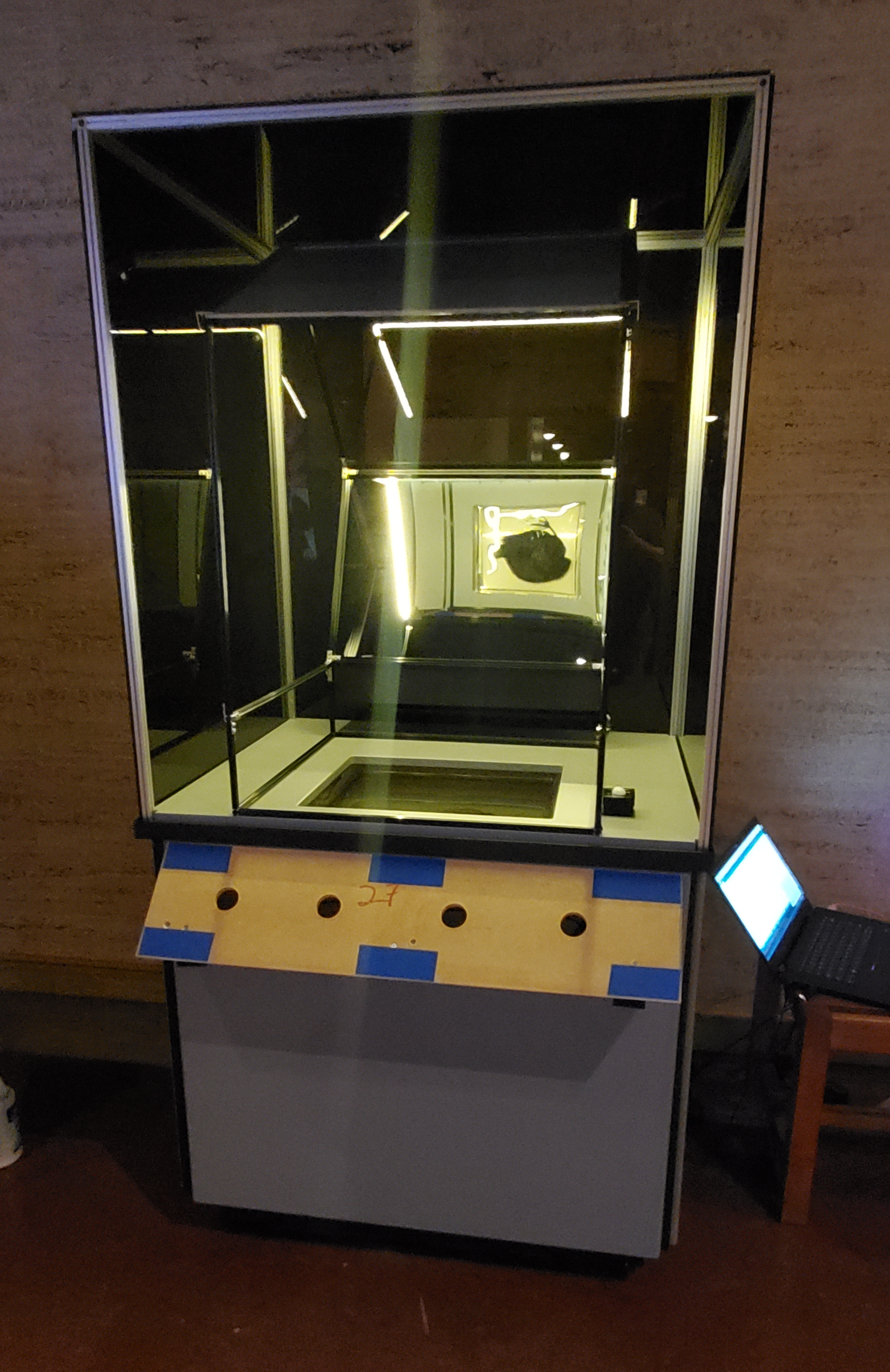 Front view showing Arduino sensor system and cabinet controls